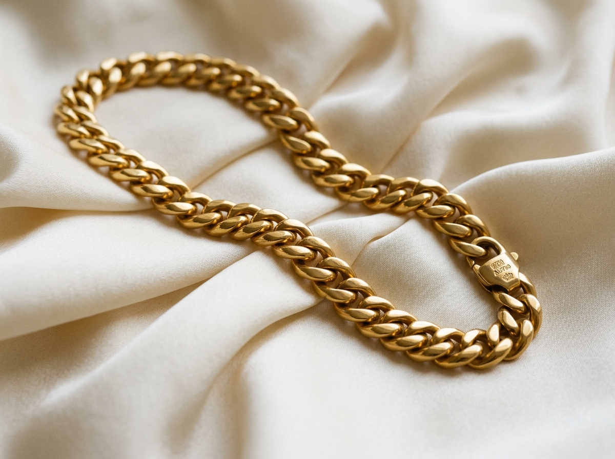 Solid 22K gold curb link chain necklace